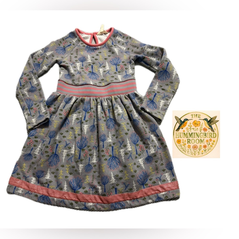 Matilda Jane Trees Fall Dress size 8 girls sweatshirt feel Cozy MJ Dress 2567